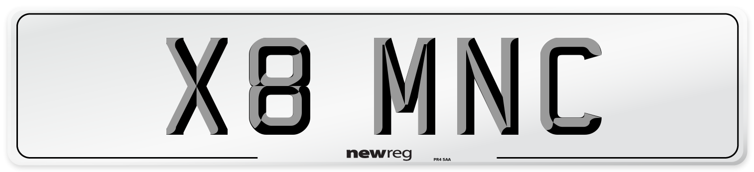 X8 MNC Number Plate from New Reg